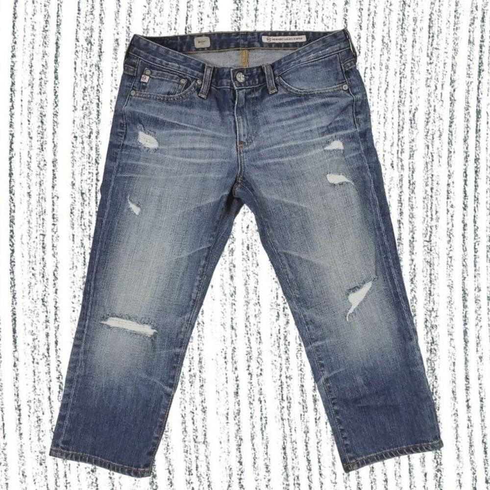 AG Adriano Goldschmied Distressed Maiden Capri Jeans Sz 27R